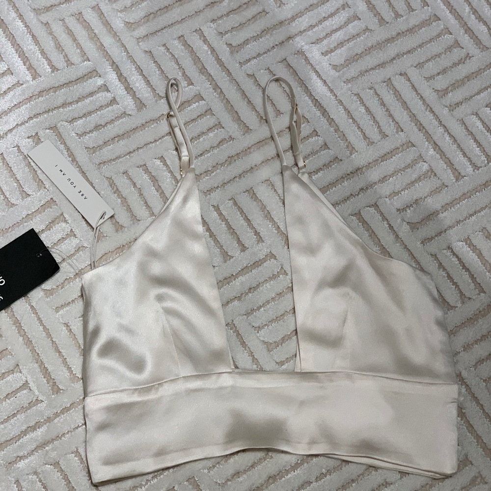 ARE YOU AM I 100% silk crop tank  NWT